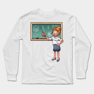 Cartoon Female Teacher Long Sleeve T-Shirt